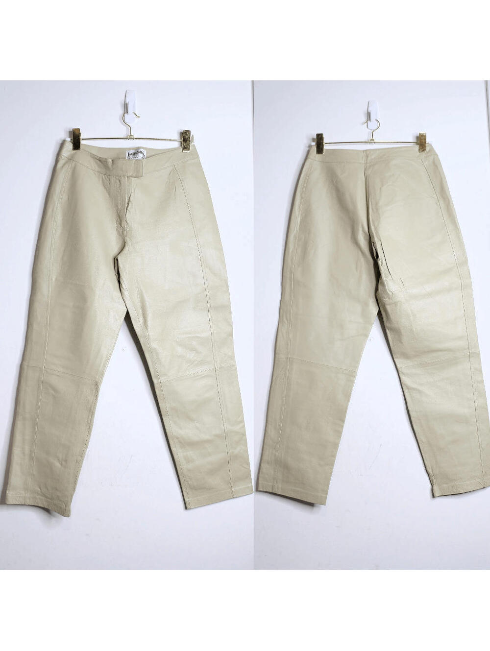 VTG Beige Leather High Waist Pants - 6